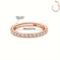 Aro de nariz 16G en acero 316L oro rosa con circonitas pavé y 8mm de diámetro - 1.2*8mm / Rosa oro