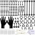 Kit de perforación corporal de 99 piezas de acero inoxidable negro con herramientas - Kit de Herramientas de Joyería para Piercing (HCT061706-99)