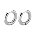 Pendientes de aro clásicos de acero inoxidable de 5mm en color plata para hombre - Mini / Plateado