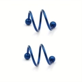 Détail de deux bijoux de piercing en spirale en acier inoxydable bleu pour lèvre et oreille - 8mm / Bleu
