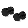 Par de pendientes de botón tipo mancuerna de acero inoxidable negro con acabado punk - 3mm / Negro