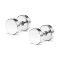 Pendientes de barra en acero inoxidable plateado con superficie de disco redondo pulido - 3mm / Color acero