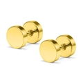 Pendientes de barra de acero inoxidable dorado clásicos con diseño de doble disco pulido - 3mm / Dorado