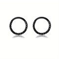 Pair of black twisted stainless steel nose rings with seamless hinged segment design - Size XS / Black