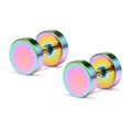 Pendientes de pesas de acero inoxidable arcoíris con un acabado pulido multicolor - 3mm / Multicolor