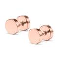 Pendientes de tuerca de acero inoxidable en oro rosa con diseño de pesas para unisex - Rosa oro