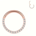 Klappbarer Nasenring aus Edelstahl in Roségold mit Zirkonia-Mikropflasterung - 1,2x6 / Roségold