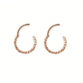 Pair of rose gold twisted hoop earrings with clicker closure for ear and nose piercing - Size XS / Rose Gold