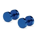 Pendientes clásicos de acero inoxidable azul tipo barra con discos redondos pulidos - Azul