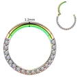 Regenbogen Edelstahl Nasenring mit klaren Zirkoniasteinen Klappscharnier 1,2mm - 1,2x6 / bunt