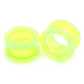 Paire d'écarteurs d'oreilles en acrylique jaune fluo avec une finition lisse brillante - 2mm / Vert Néon Transparent (1 Paire)