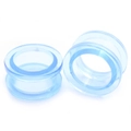 Paire d'écarteurs d'oreilles en acrylique bleu clair translucide à double évasement - 2mm / Bleu Clair Transparent (1 Paire)