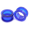 Paire d'écarteurs d'oreilles en acrylique bleu foncé transparent double évasé - 2mm / Bleu Foncé Transparent (1 Paire)