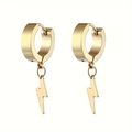 Pendientes de aro dorados con colgante de rayo en acabado pulido para hombre y para mujer - Pendiente de aro (Perforado) / Dorado