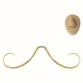Polished gold mustache-shaped septum ring displayed on a realistic nose model - Gold