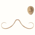 Rose gold mustache shaped nose ring shown as close-up and on a silicone model - Rose Gold