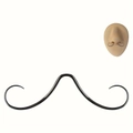 Detailed view of black mustache nose ring on a model and as a polished jewelry piece - Black