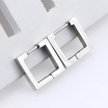 Minimalist square geometric hoop earrings in polished silver stainless steel finish - Square Steel Color