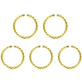 Set van 5 gedraaide gouden roestvrijstalen neusringen met kleine ronde kogeluiteinden - 0.8x8mm / Goud