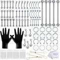 Professional 105pcs stainless steel body piercing kit with tools and jewelry - Comprehensive Full Piercing Set