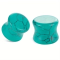 Double flared synthetic turquoise ear plugs with black natural marble texture for gauges - 6mm / Turquoise