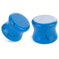 Vibrant royal blue turquoise double flared stone ear plugs with black matrix texture - 6mm / Blue Turquoise