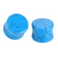 Ecarteurs d'oreilles en turquoise bleue synthétique avec design évasé en selle - Turquoise Bleue
