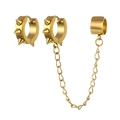 Goldenes Punk-Ohrring-Set mit Nietsteckern und Kettengliedermanschette für Gothic-Stil - Goldenes Set