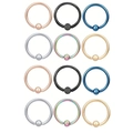 12-piece set of multicolored stainless steel captive bead rings for body piercing - 6mm / Deluxe Multicolor Set