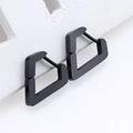 Matte black geometric triangle stainless steel huggie earrings for men and women - Diamond-Shape (14mm) / Black