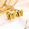 Orecchini a cerchio a farfalla in acciaio al titanio dorato con finitura glitterata - Orecchini con Farfalla (SAJ-TZ07) / Oro