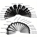 Stainless steel and acrylic ear taper stretching kit in silver and black with O-rings - 1.6mm / Silver and Black Set (2 Pieces Each)