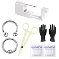 8pcs stainless steel nose ring piercing kit with needle, tongs, gloves and alcohol pads - Piercing Combo Set