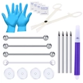20-piece stainless steel body piercing kit including needles, clamps, and antiseptic wipes - Piercing Tool Collection / 20-Piece Set