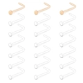 21-piece set of clear and nude L-shaped acrylic nose studs for invisible daily wear - 20G 1.5mm