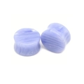 Blue marble stone ear plugs with white veins in double flared saddle shape - 6mm / Brazil Purple Agate