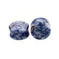 Double flare natural blue sodalite stone ear plugs with marble texture - 6mm / Sodalite