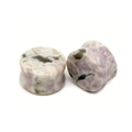 Natural purple marble ear plugs with polished stone texture and speckled patterns - 6mm / Auspicious Jade