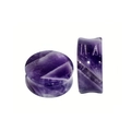 Deep purple natural stone double flare ear plugs with unique marble texture patterns - Amethyst