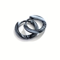 Hoop earrings with black and white marble pattern in a modern minimalist style - Black+White