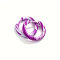 Hoop earrings in purple and white marble resin finish with secure clasp closure - Purple White Pattern