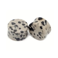 Spotted stone ear gauges with double flared design and natural marble pattern - Dalmatian Jasper
