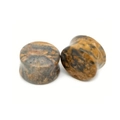 Brown marble stone ear plugs with natural wood grain texture for gauges piercing - Leopard Skin Jasper