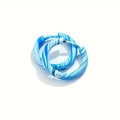Blue and white marble pattern hoop earrings with thick resin texture and metal posts - Blue and White Stripes