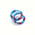 Blue red and white marble fluid coating stainless steel hoop earrings for women - Blue and Red