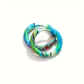 Colorful marble pattern stainless steel hoop earrings with artistic enamel finish - Green Blue Red