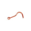 Detailed view of rose gold stainless steel spiral nose stud with a polished round ball end - Rose Gold S-Shape Ball