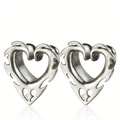 Dilatadores de corazón de acero inoxidable vintage con patrón de llama calado - 8mm / Plateado