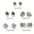 Silberne Spiral-Ohrdehner aus Edelstahl Set mit radialen Mustern in verschiedenen Größen - 8mm / Silber