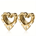 Túneles de oreja dorados en forma de corazón con relieve tribal para dilatación - 8mm / Dorado